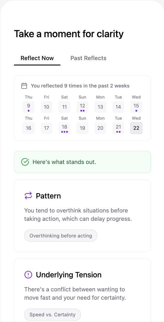 Reflect app screen for writing about a moment